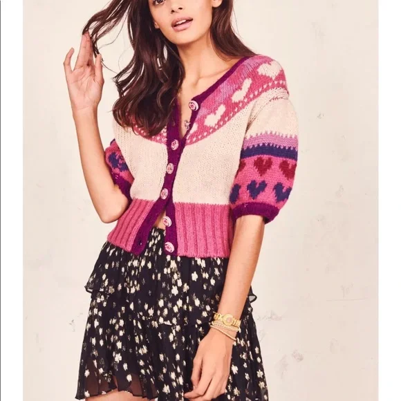 LoveShackFancy Trinity Crop Cardigan XS - Picture 2 of 5